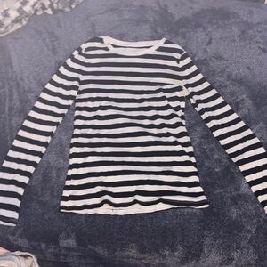Merona Black and White Striped Top